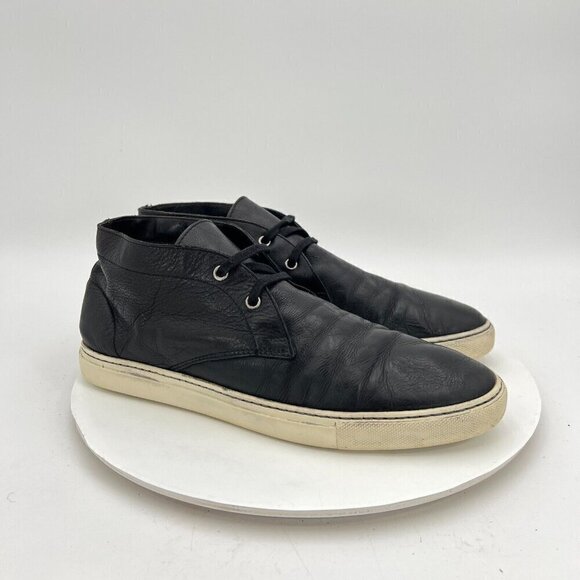 Barneys New York Men Size 9.5M Black Leather White Sole Chukka Ankle Shoes - Picture 4 of 15